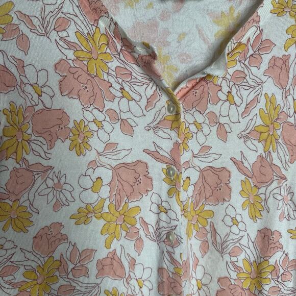 Loft Women's Pink + Yellow Floral Lightweight Button Front Cardigan Size S - Picture 5 of 6